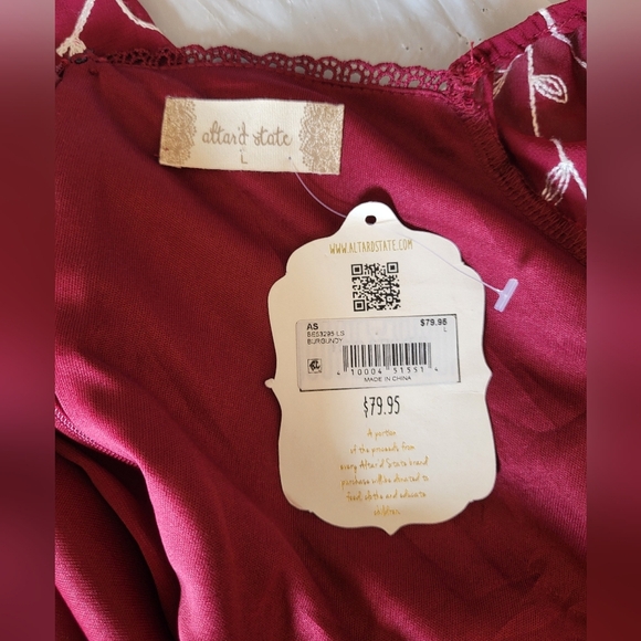 NEW Altar'd State Burgundy Floral Dress, Size Large - Picture 4 of 5